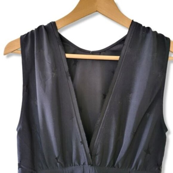 Zadig & Voltaire Black Satin Root Star Asymmetrical knee length dress XS Gothic - Picture 3 of 11